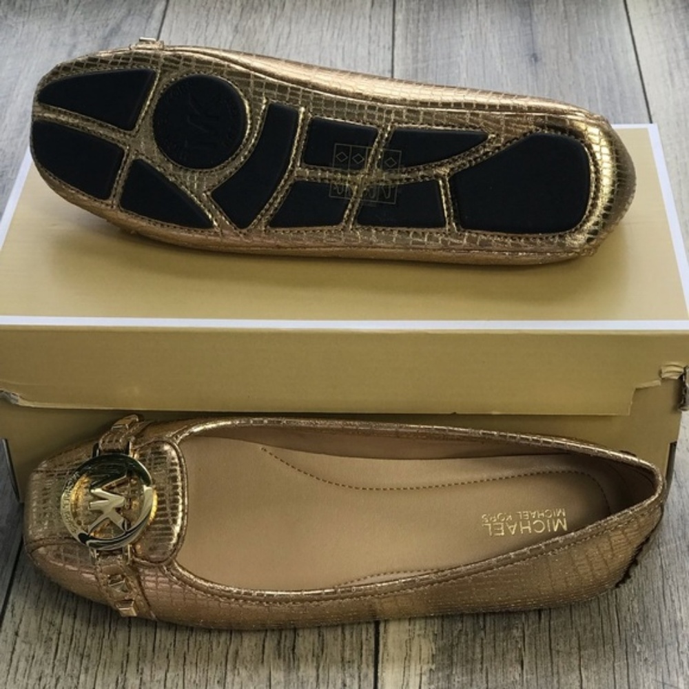 Michel Kors Fulton Moc Embossed Metallic PU Gold - Picture 6 of 7